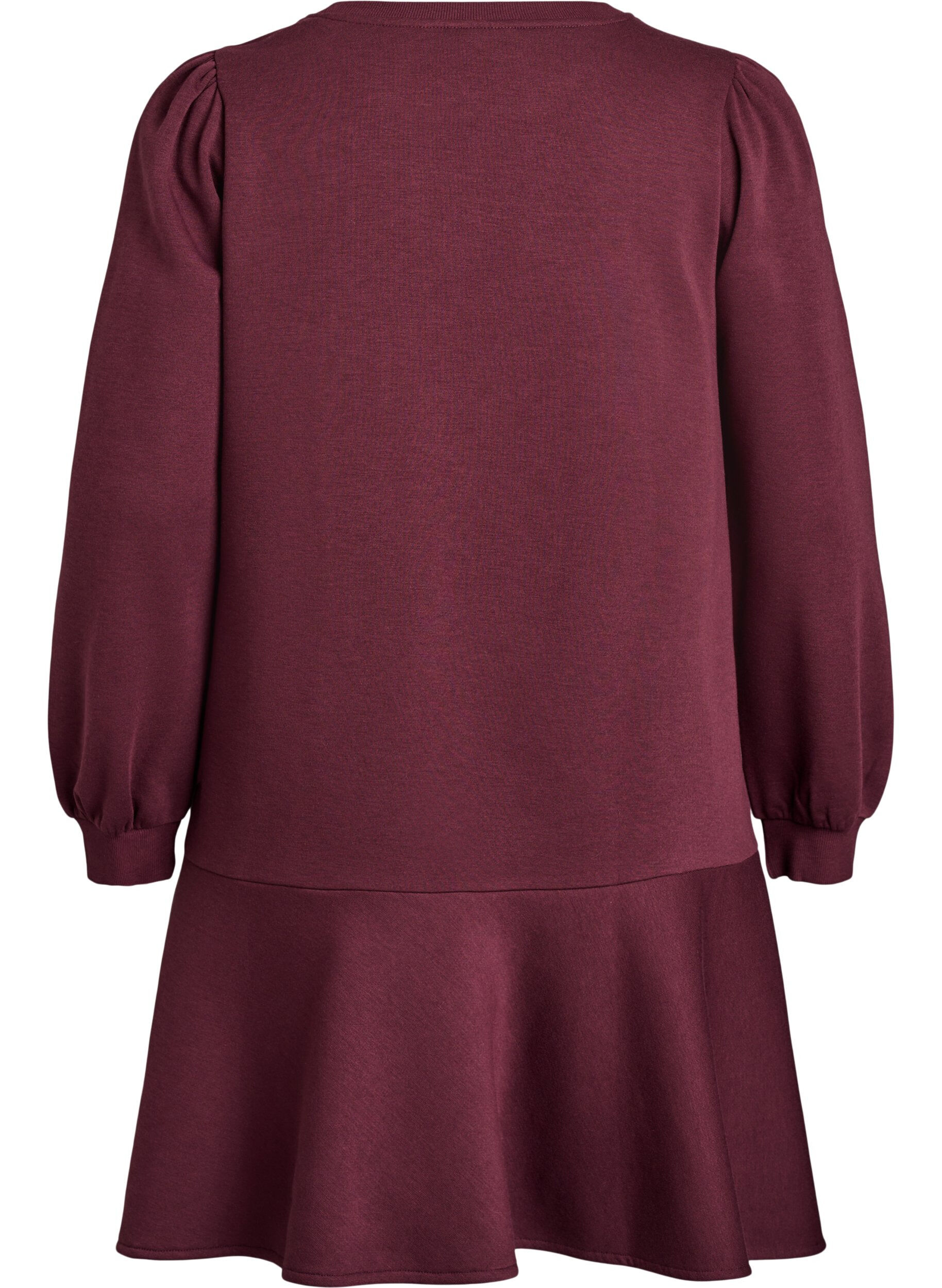 Zizzi Korte sweaterjurk met ruchesdetail, Donker Bordeaux, Packshot image number 1