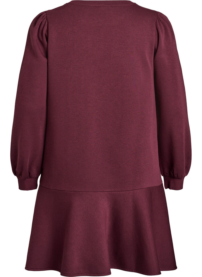 Korte sweaterjurk met ruchesdetail, Donker Bordeaux, Packshot image number 1