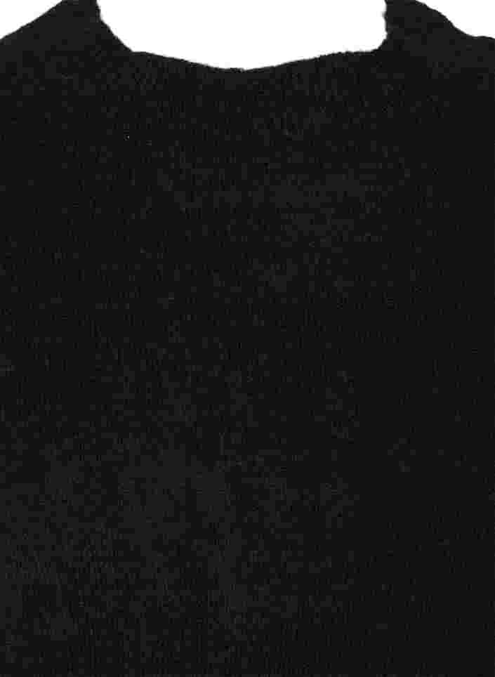 Gebreide top met geribbelde randen en ronde hals, Black, Packshot image number 2