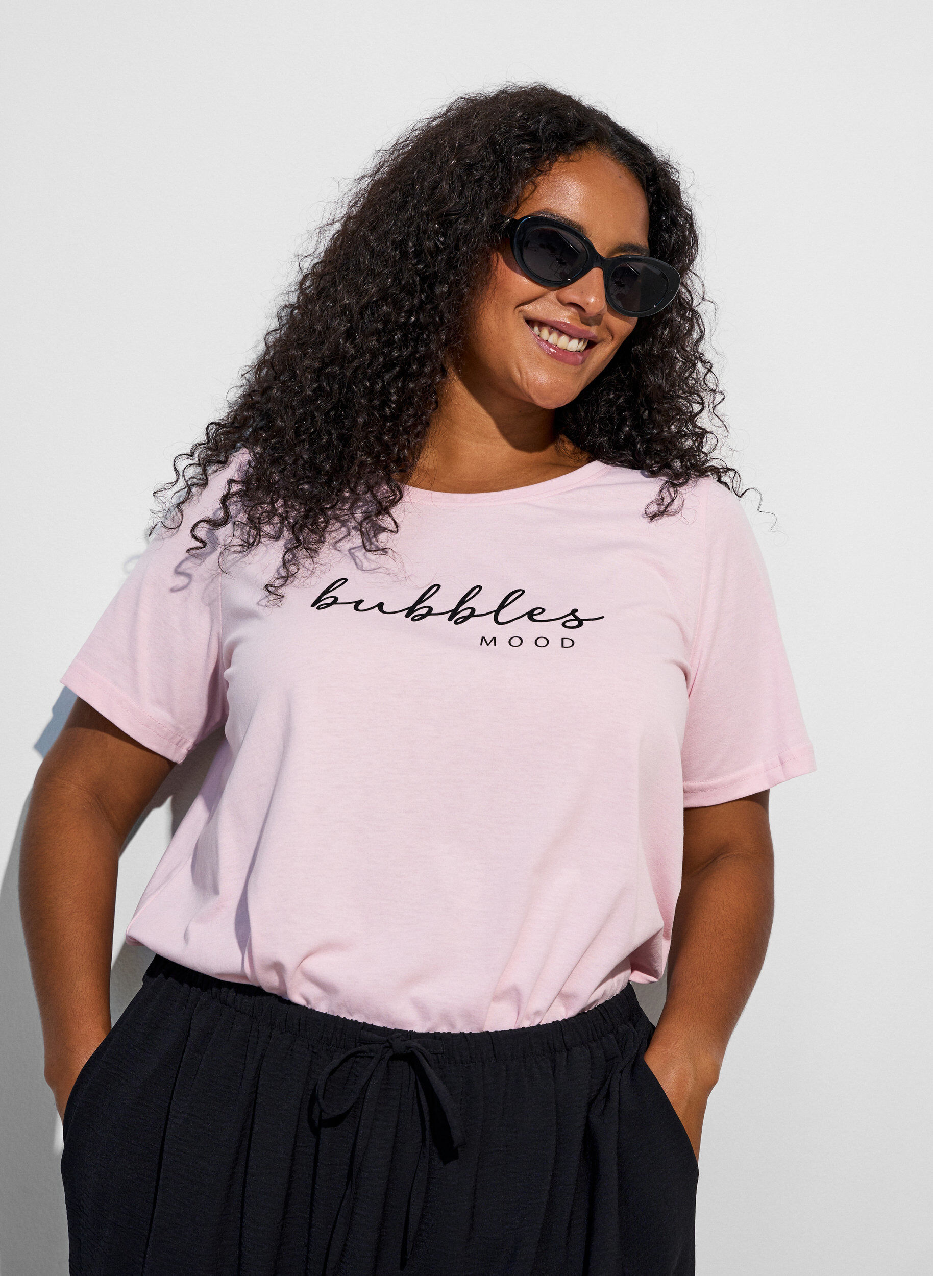 ZizziT-shirt met print, Roze, Model image number 0