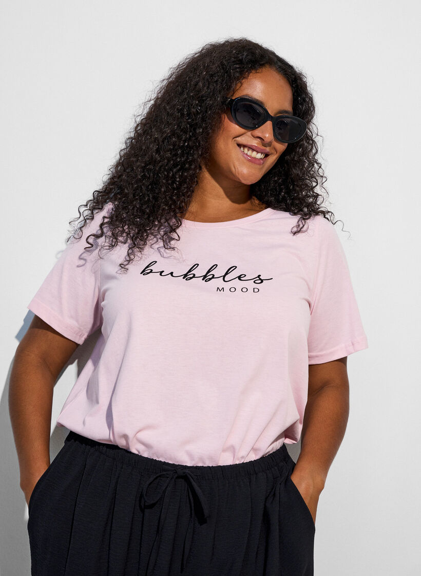 T-shirt met print, Roze, Model image number 0