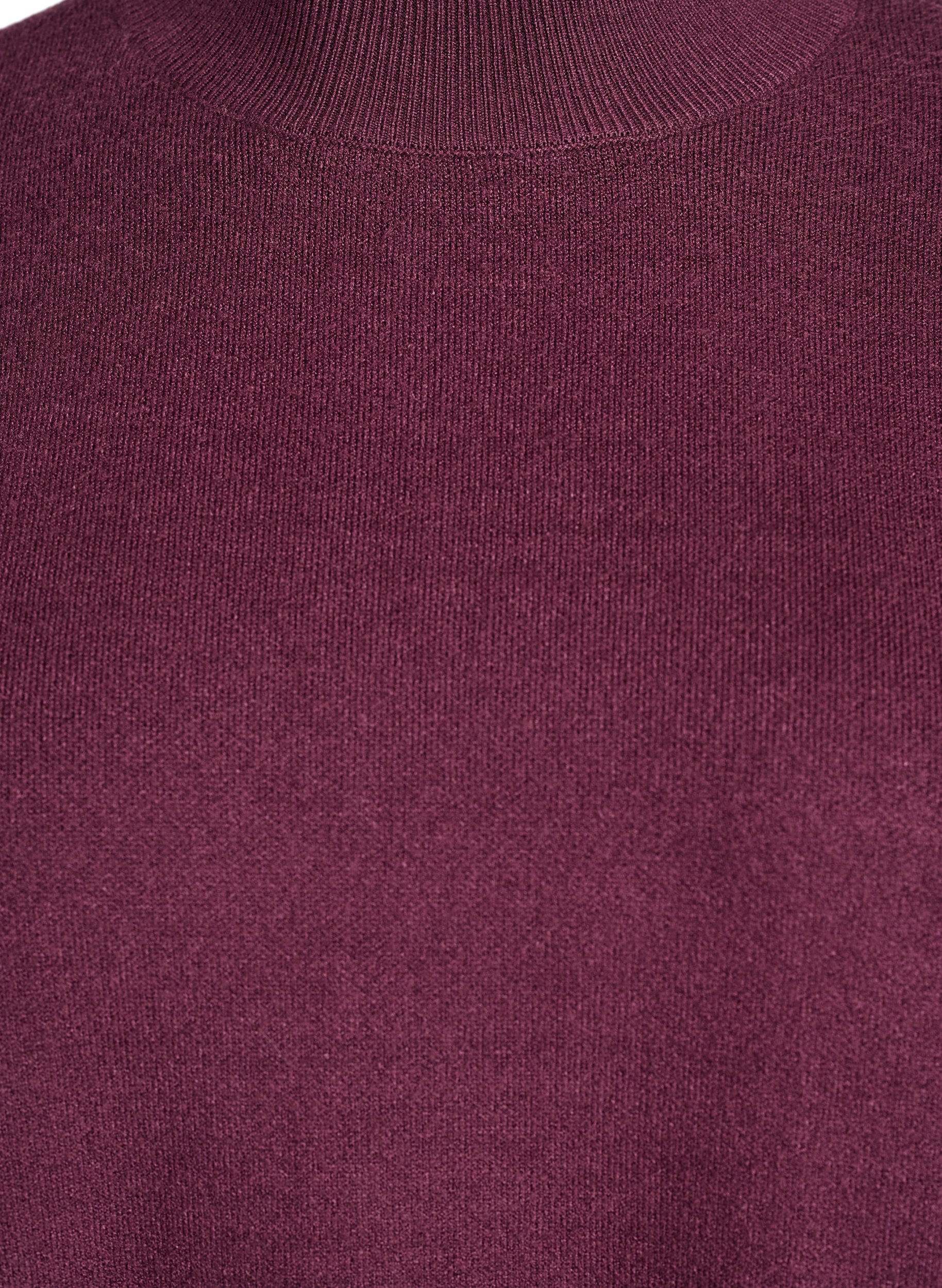 Zizzi Gebreide blouse met hoge hals, Donker Bordeaux, Packshot image number 2