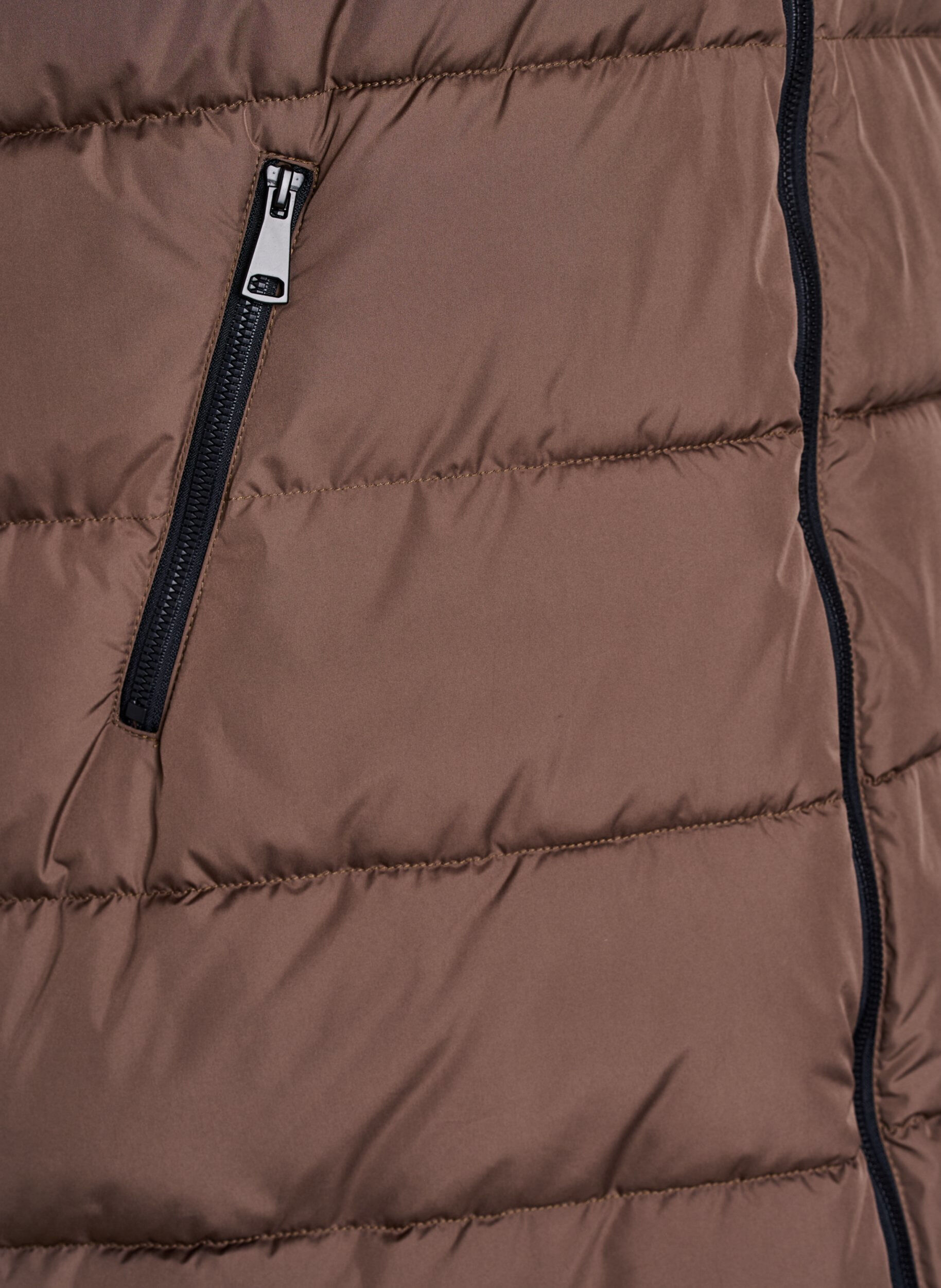 Zizzi Lange vest met capuchon en zakken, Bruin, Packshot image number 3