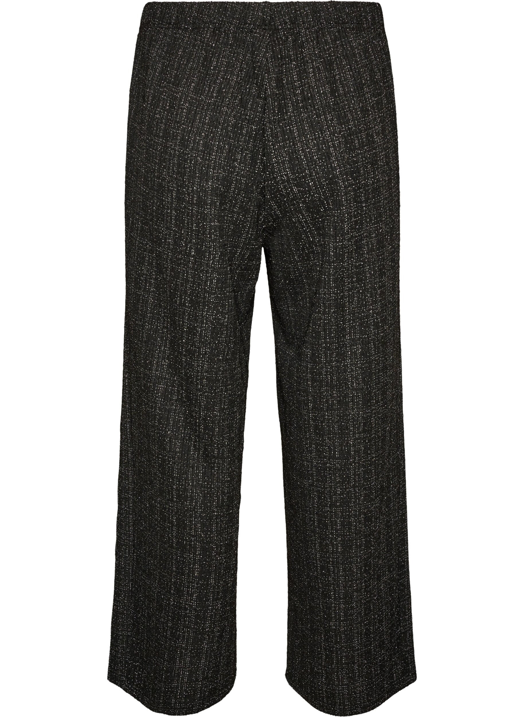 ZizziStraight-fit boucl&eacute; broek, Zwart, Packshot image number 1