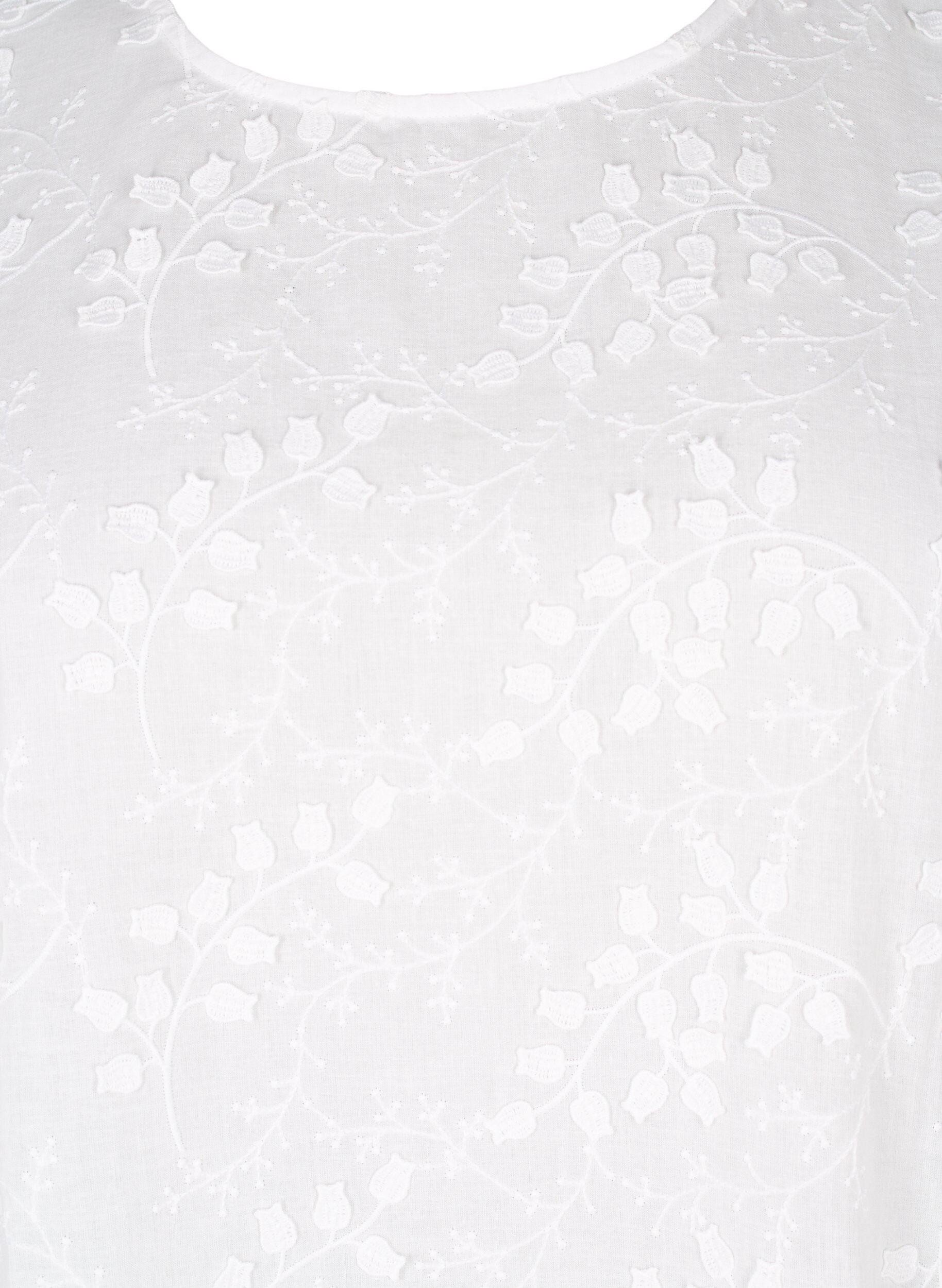 Zizzi Blouse met korte mouwen met borduurwerk en een ronde hals, Wit, Packshot image number 2