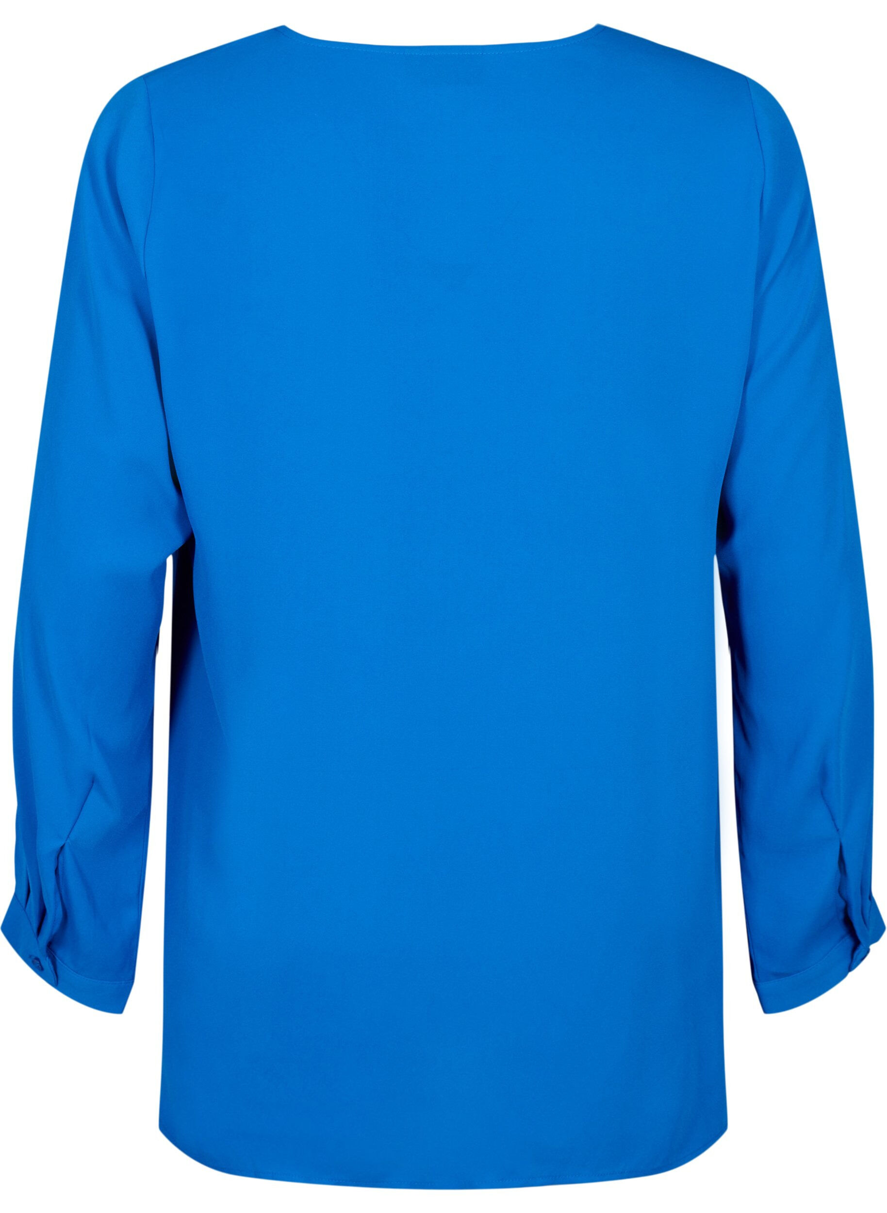 Zizzi Effen kleur overhemd met v-hals, Princess Blue, Packshot image number 1