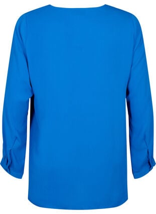 Effen shirt met V-hals, Princess Blue, Packshot image number 1