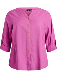 Katoenen blouse met V-hals, Roze