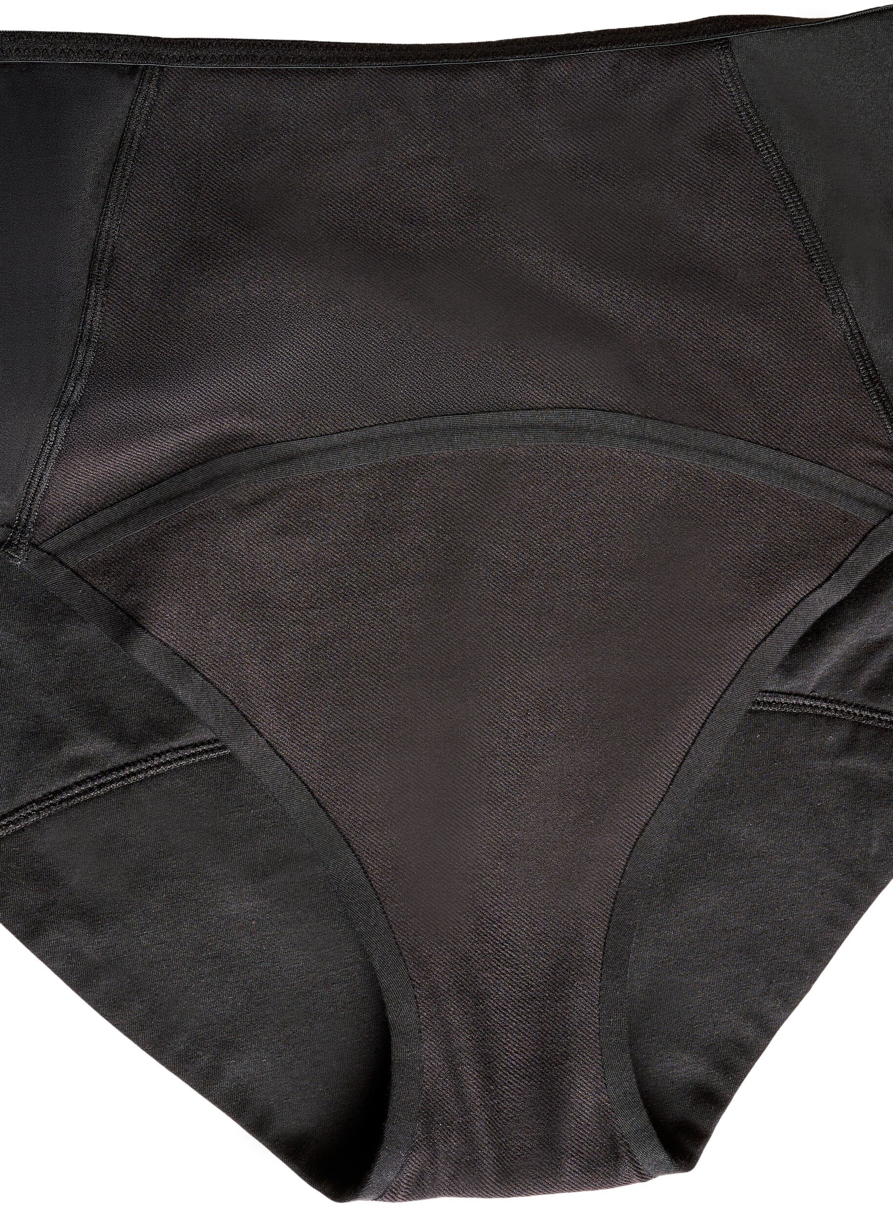 Zizzi High-waisted katoenen nachtelijke menstruatiepanties, Zwart, Packshot image number 3