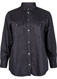 Denim shirt met borstzakken, Zwart