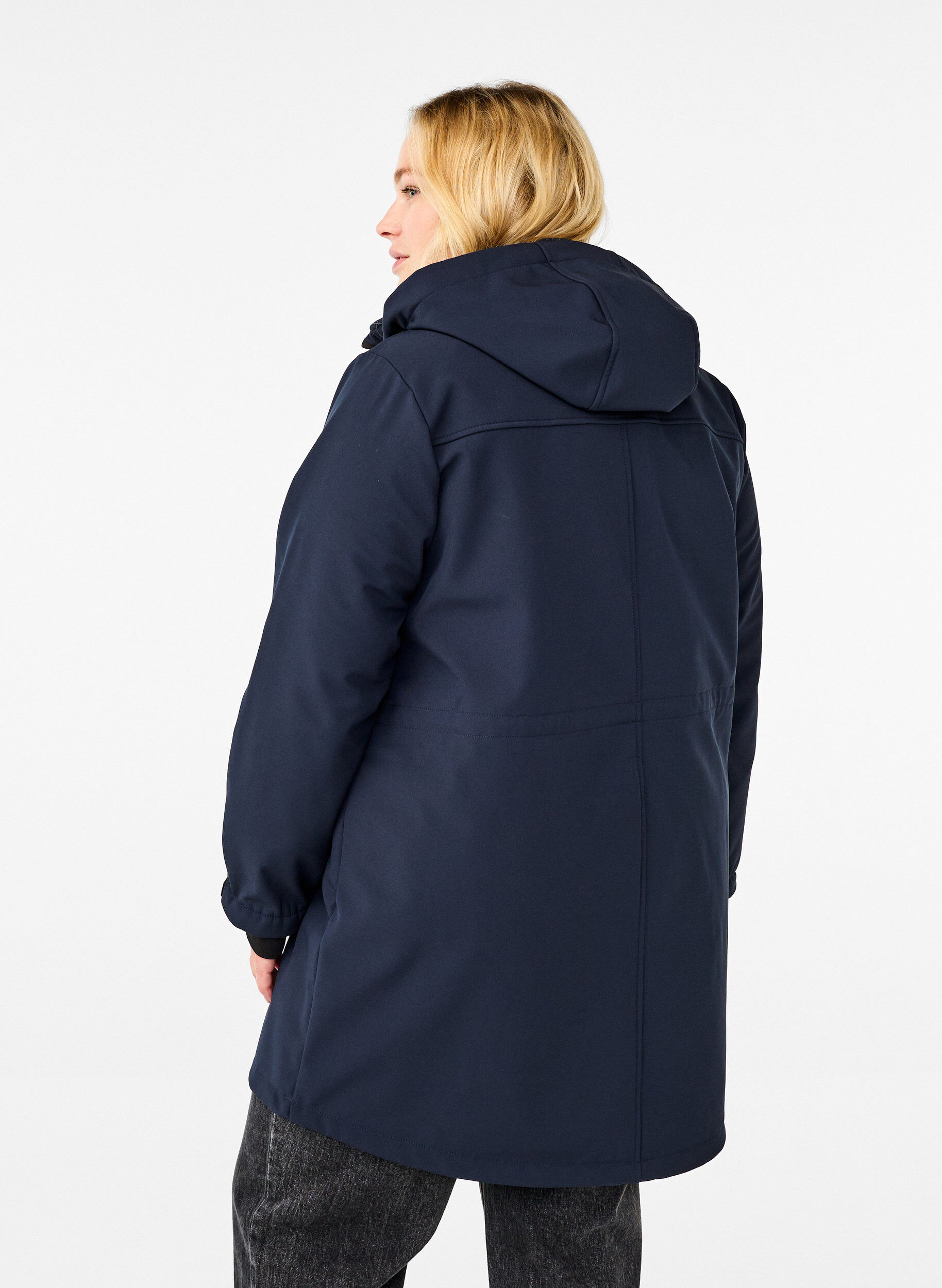 Zizzi Softshell jas met afneembare capuchon, Blauw, Model image number 2