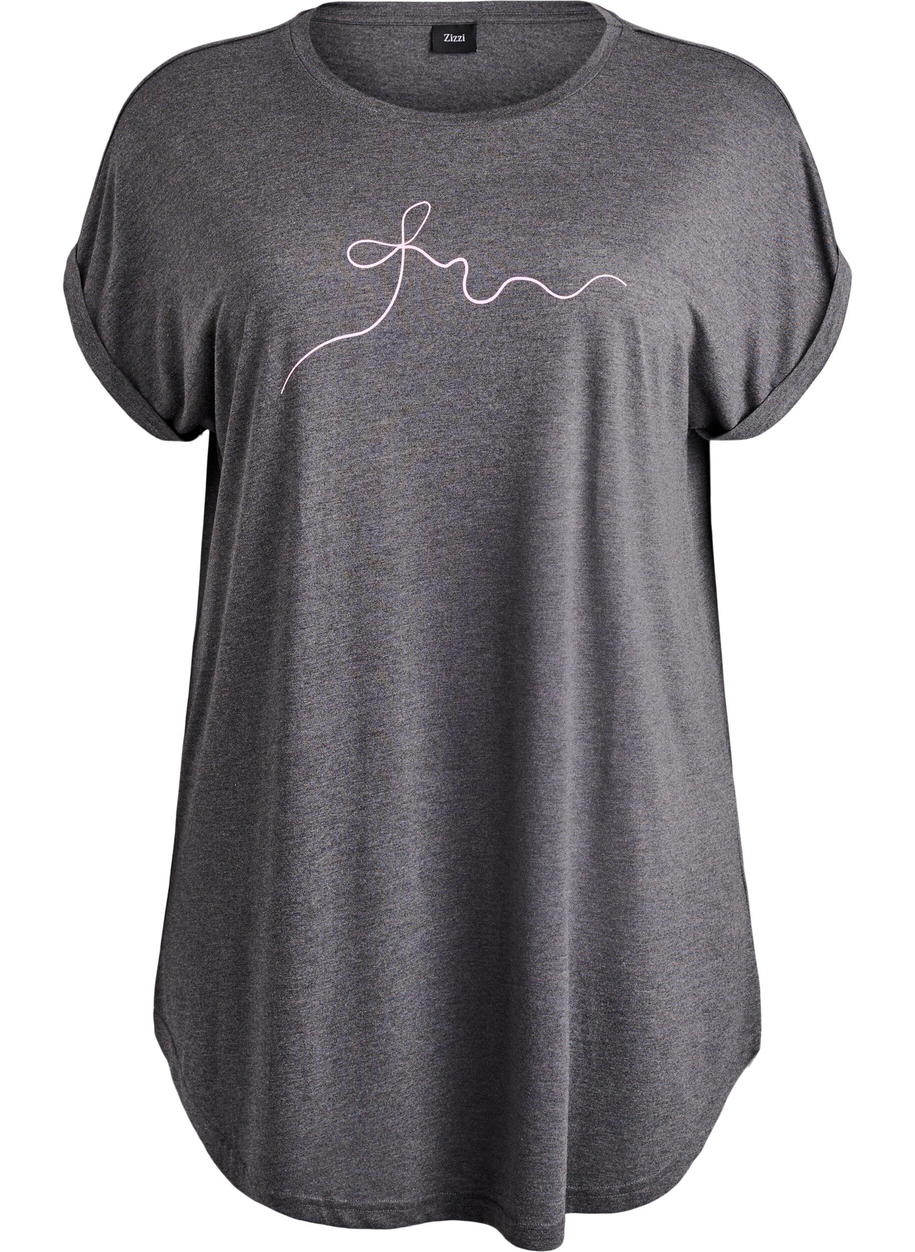 ZizziNachthemd met korte mouwen en tekstprint, Zwart, Packshot image number 0