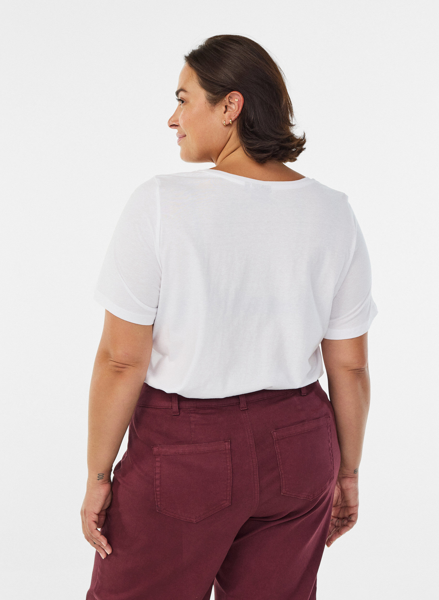 Zizzi T-shirt met print, Wit, Model image number 2