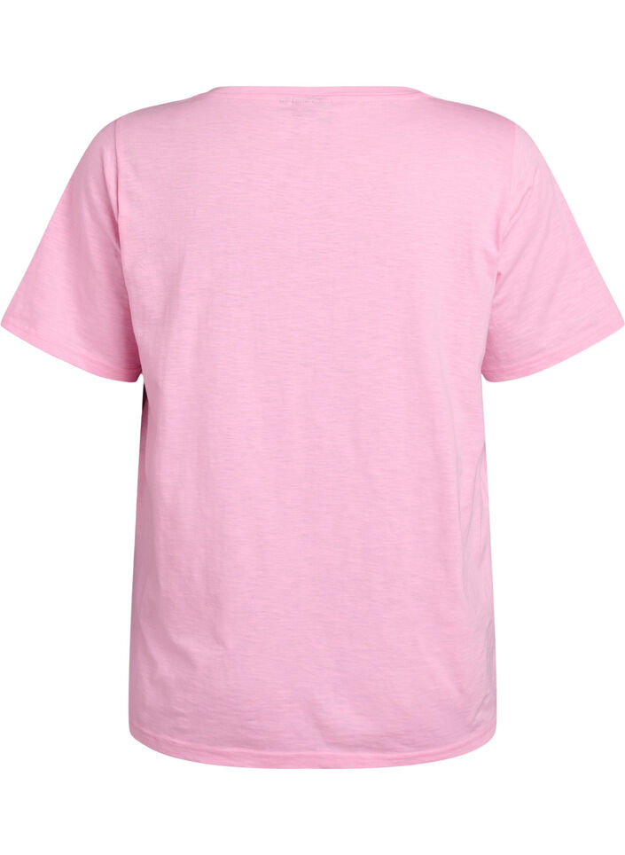 Basic t-shirt met korte mouwen en v-hals, Roze, Packshot image number 1