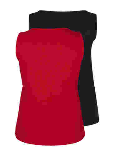 2-pack basic tanktops in rib, Tango Red/Black, Packshot image number 1