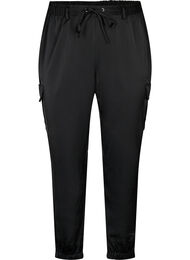 Satin Cargo Broeken, Black