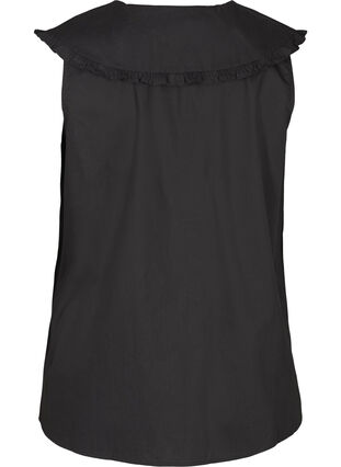 Mouwloze blouse met grote kraag, Black, Packshot image number 1