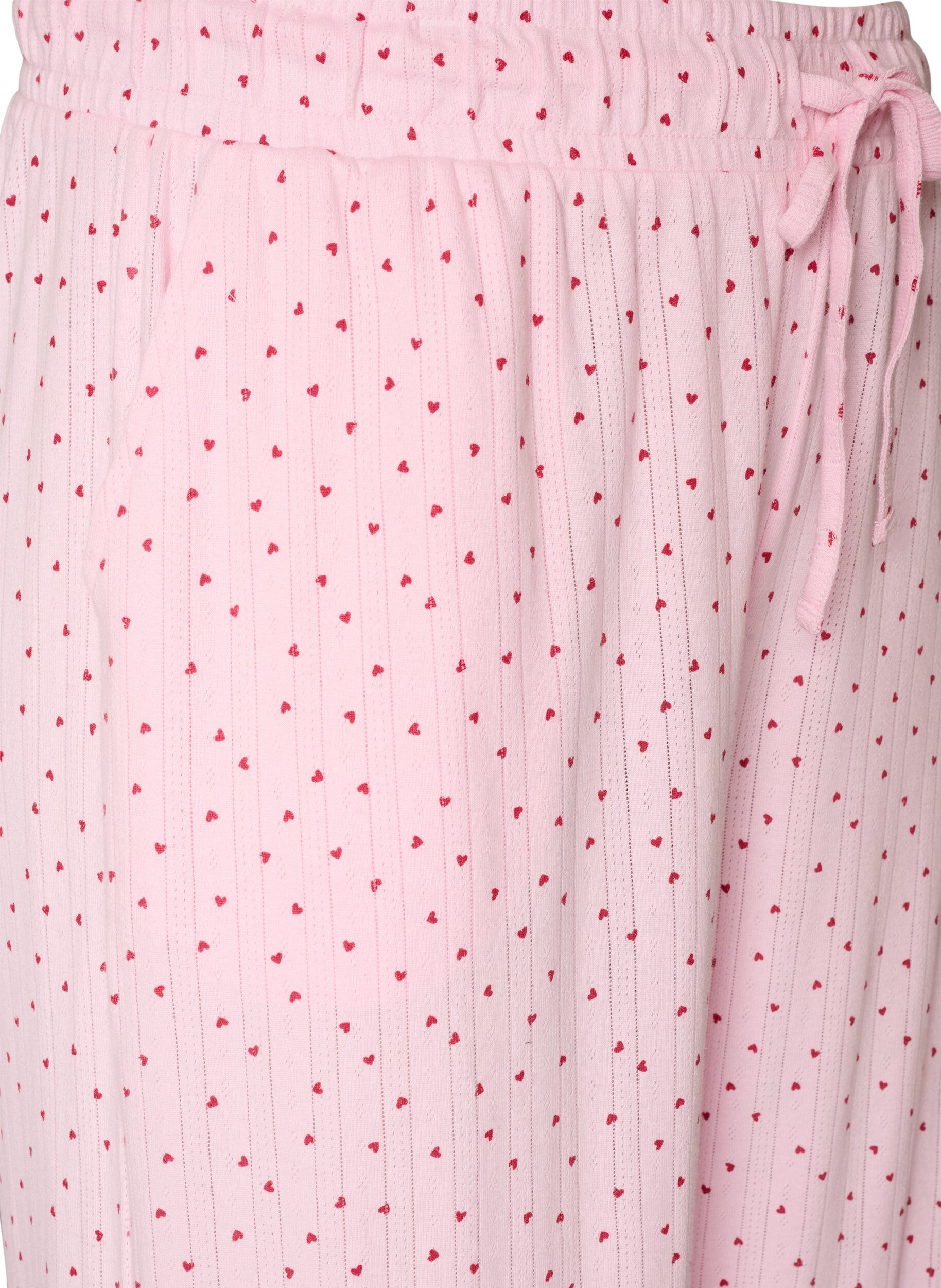 ZizziOrganisch katoenen pyjamabroek met oogjesborduurwerk, Roze, Packshot image number 2
