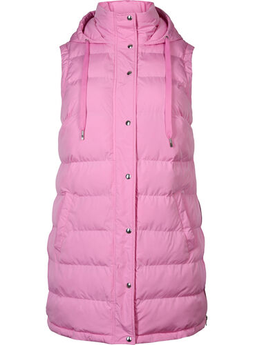 Lang vest met capuchon en knoopsluiting, Begonia Pink, Packshot image number 0