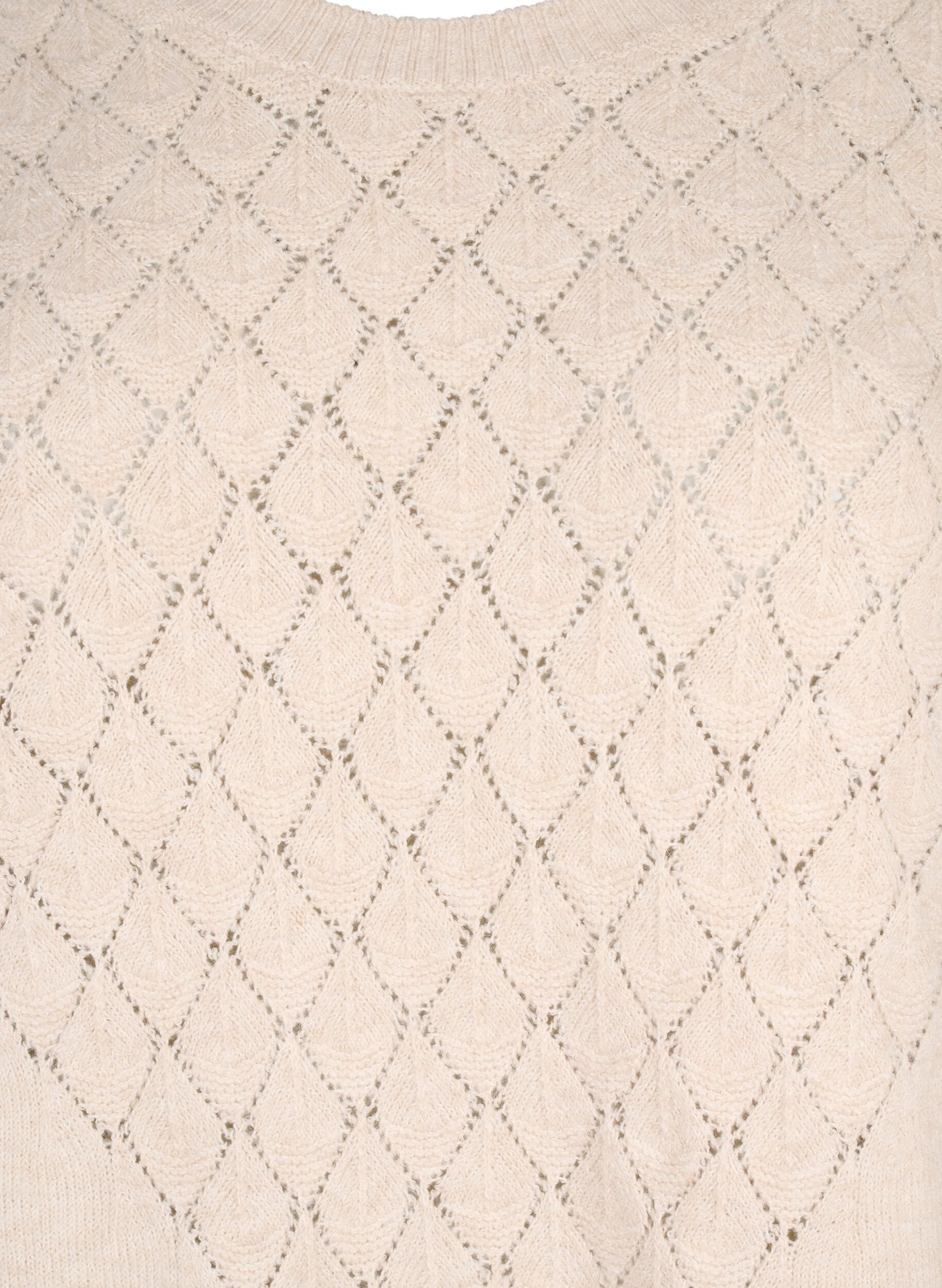 Zizzi Gebreide blouse met kantpatroon, Pumice Stone Mel., Packshot image number 2