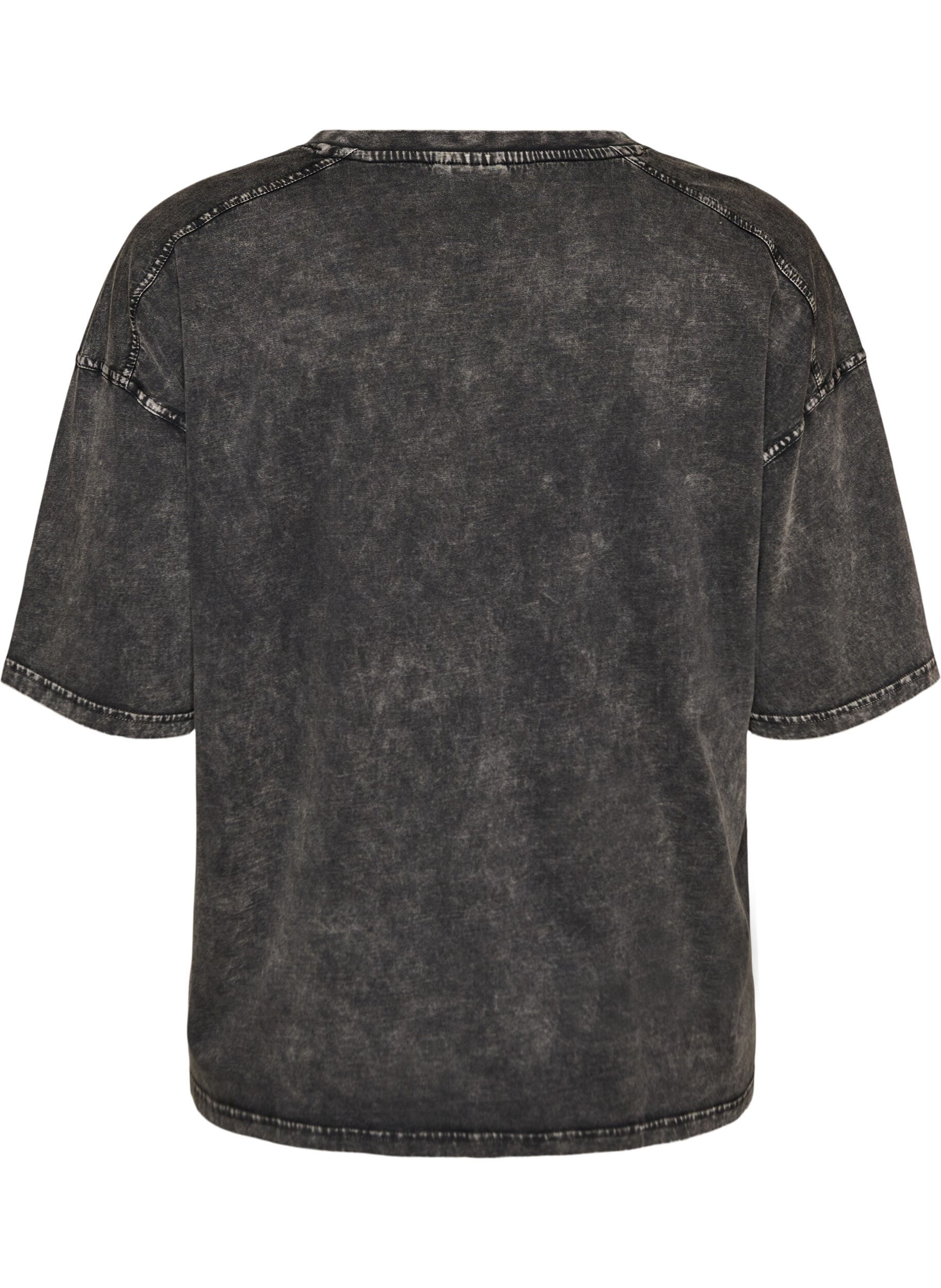 ZizziOversized T-shirt in biologisch katoen met een collegeprint, Zwart, Packshot image number 1