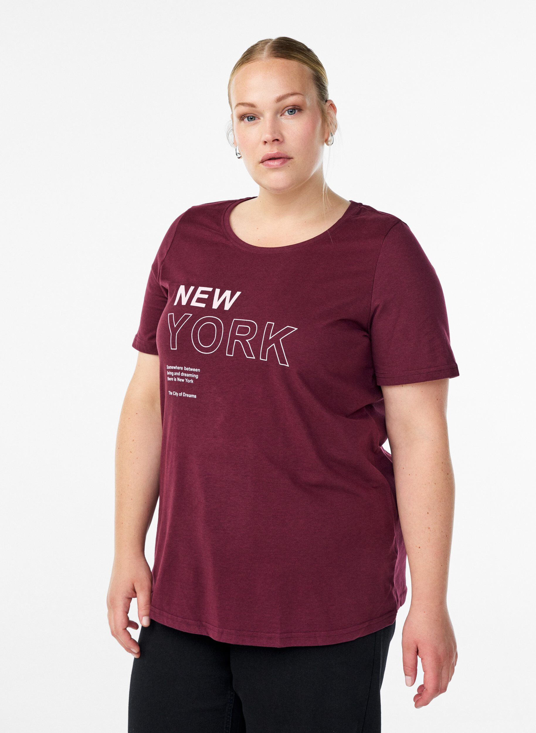 FLASH - T-shirt met motief, Donker Bordeaux, Model