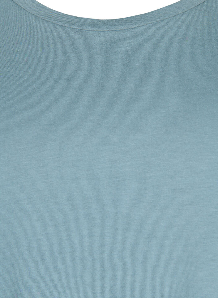 T-shirt met korte mouwen in een katoenmix, Blauw, Packshot image number 2