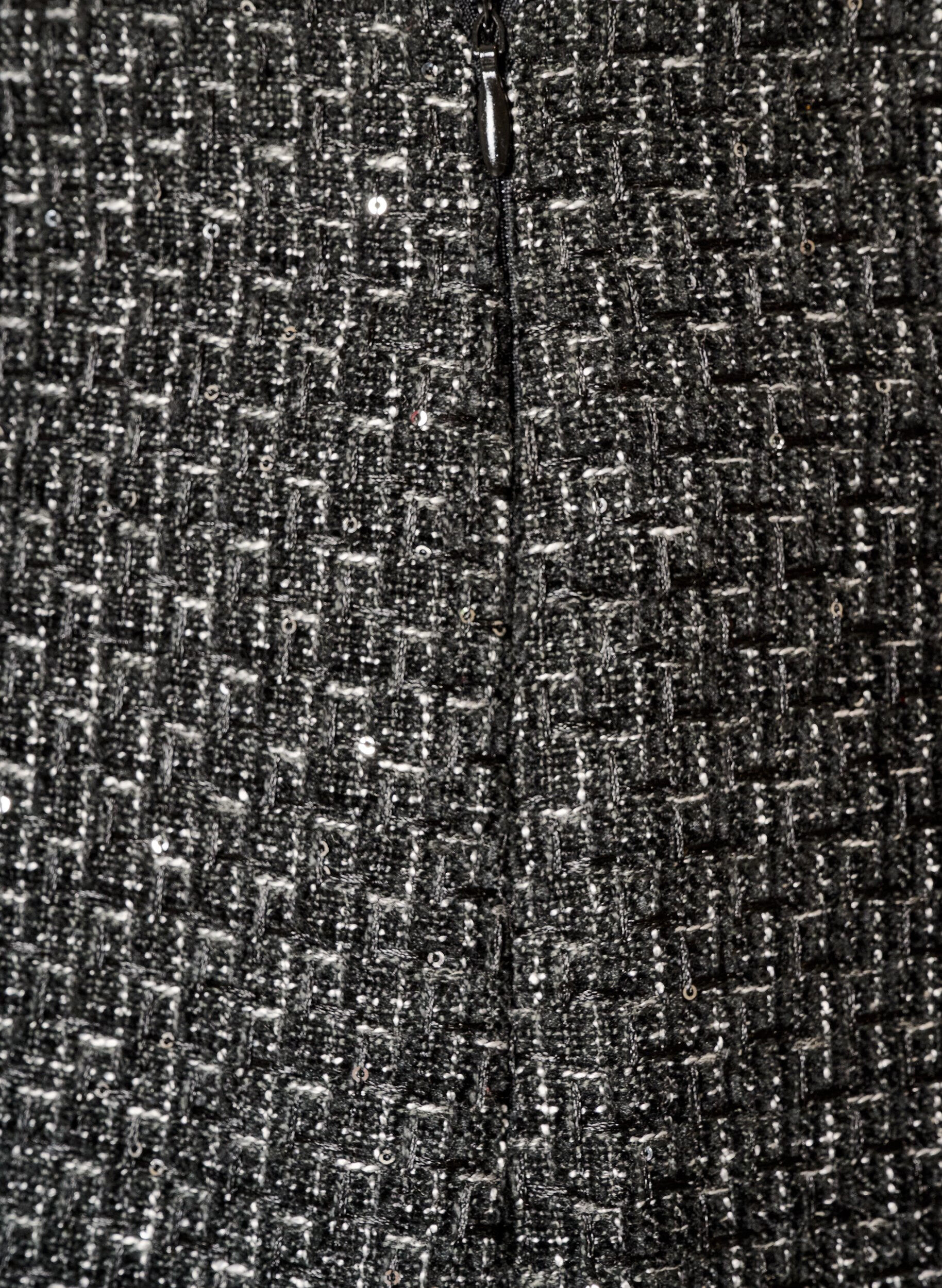 ZizziKorte boucl&eacute;rok met pailletten, Zwart, Packshot image number 3
