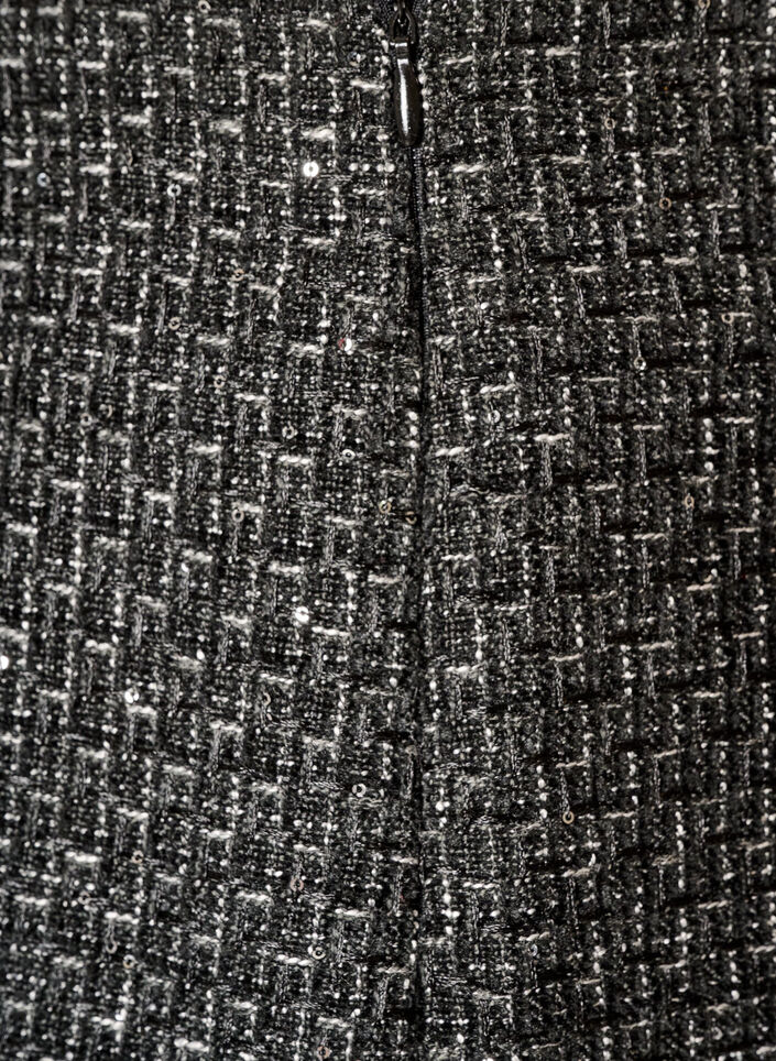 Korte boucl&eacute;rok met pailletten, Zwart, Packshot image number 3
