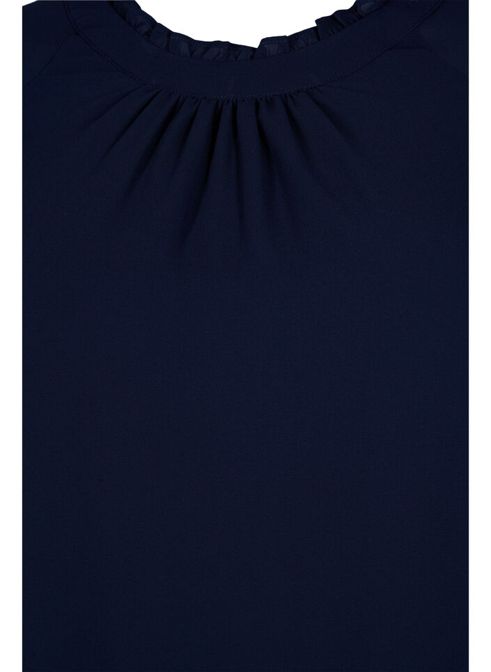Blouse met asymmetrische onderkant en 3/4 mouwen, Navy Blazer, Packshot image number 2
