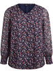 Blouse met bloemenprint en glitterdraad, Blauw, Packshot image number 0