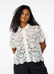 Kanten shirt blouse met parelknopen, Vanille, Model image number 0