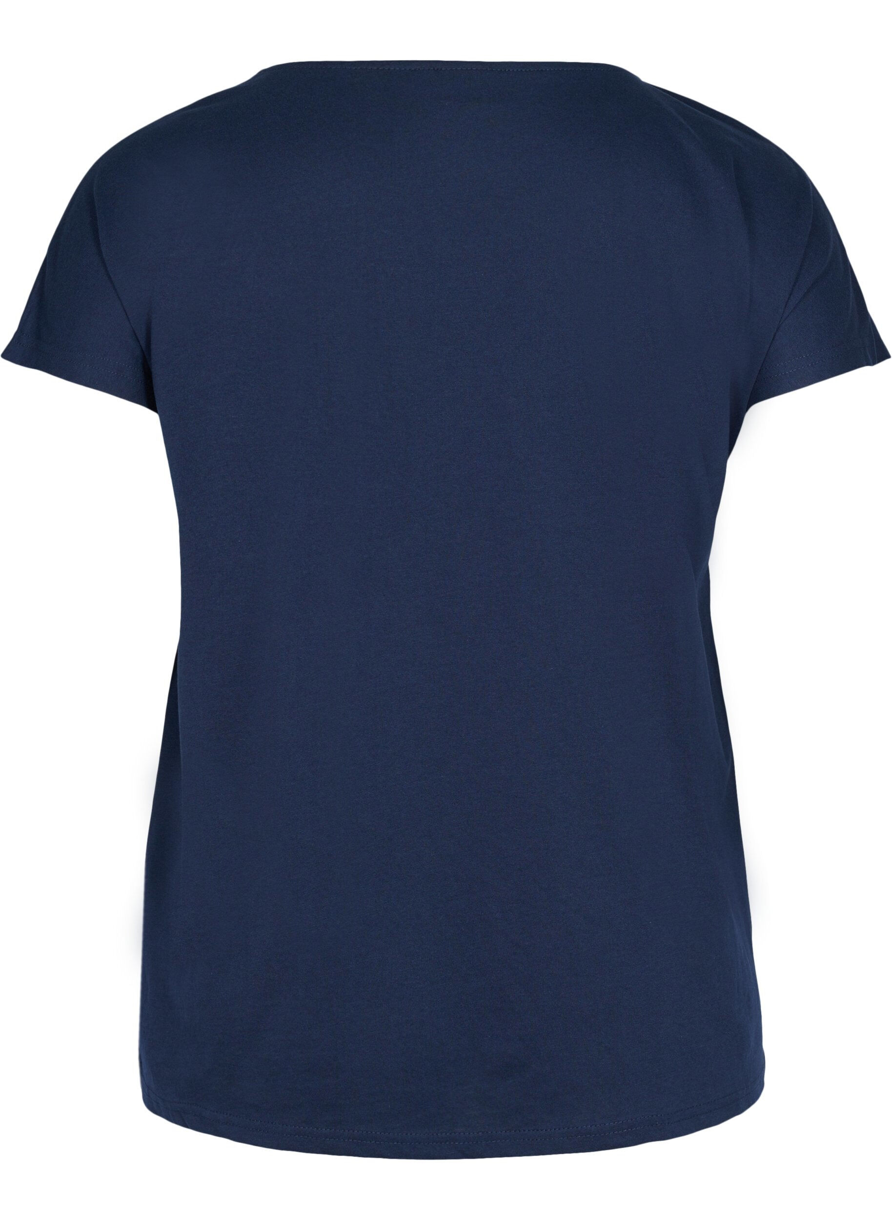 Zizzi T-shirt met mix van katoen, Navy Blazer, Packshot image number 1