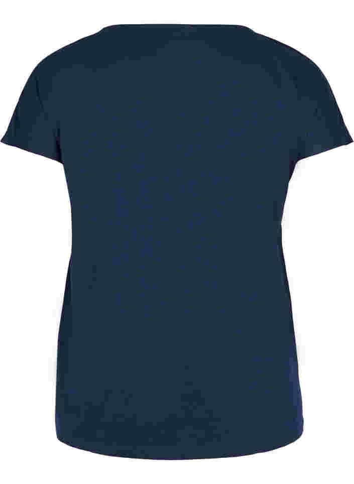 T-shirt met mix van katoen, Navy Blazer, Packshot image number 1