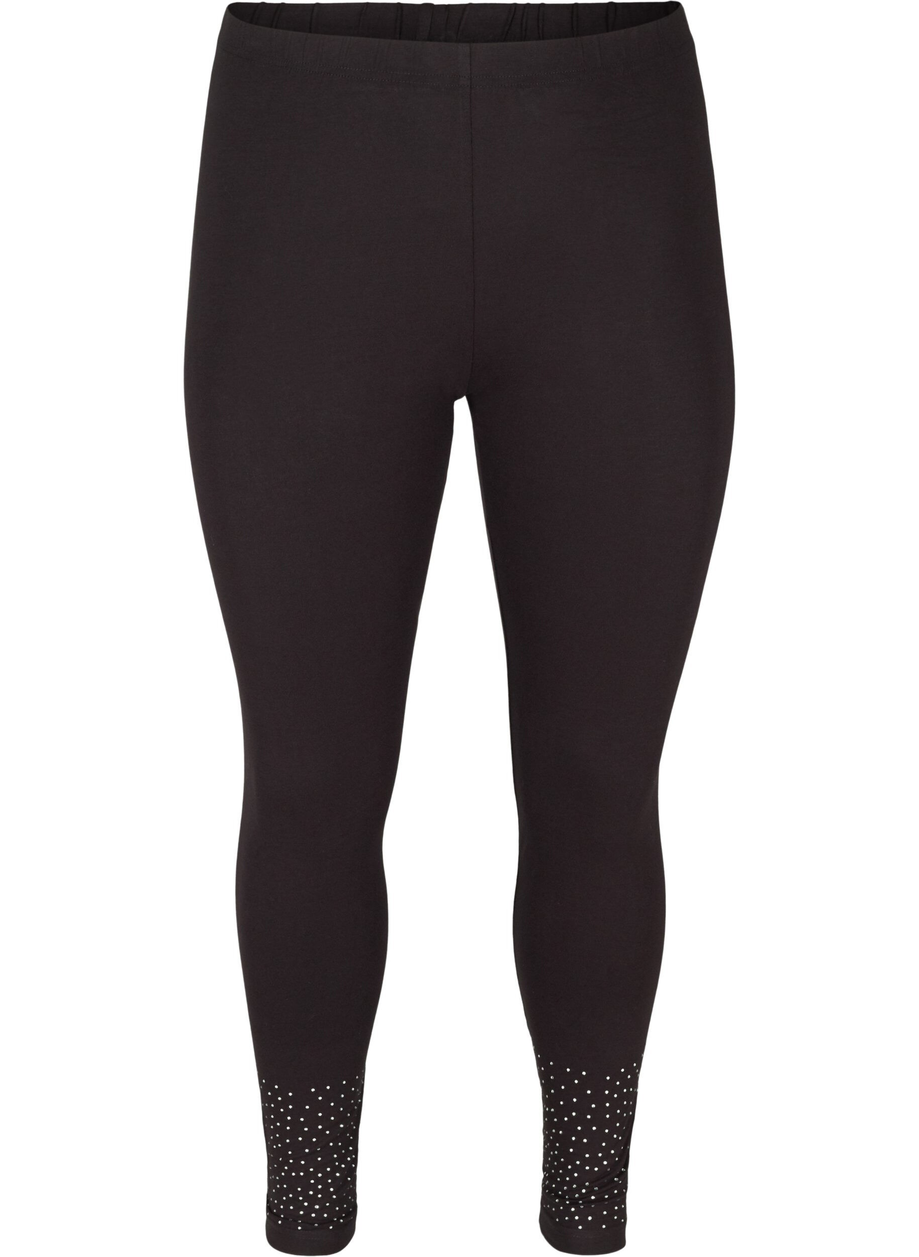 Zizzi Legging in viscosemix met decoratieve steentjes, Black, Packshot image number 0