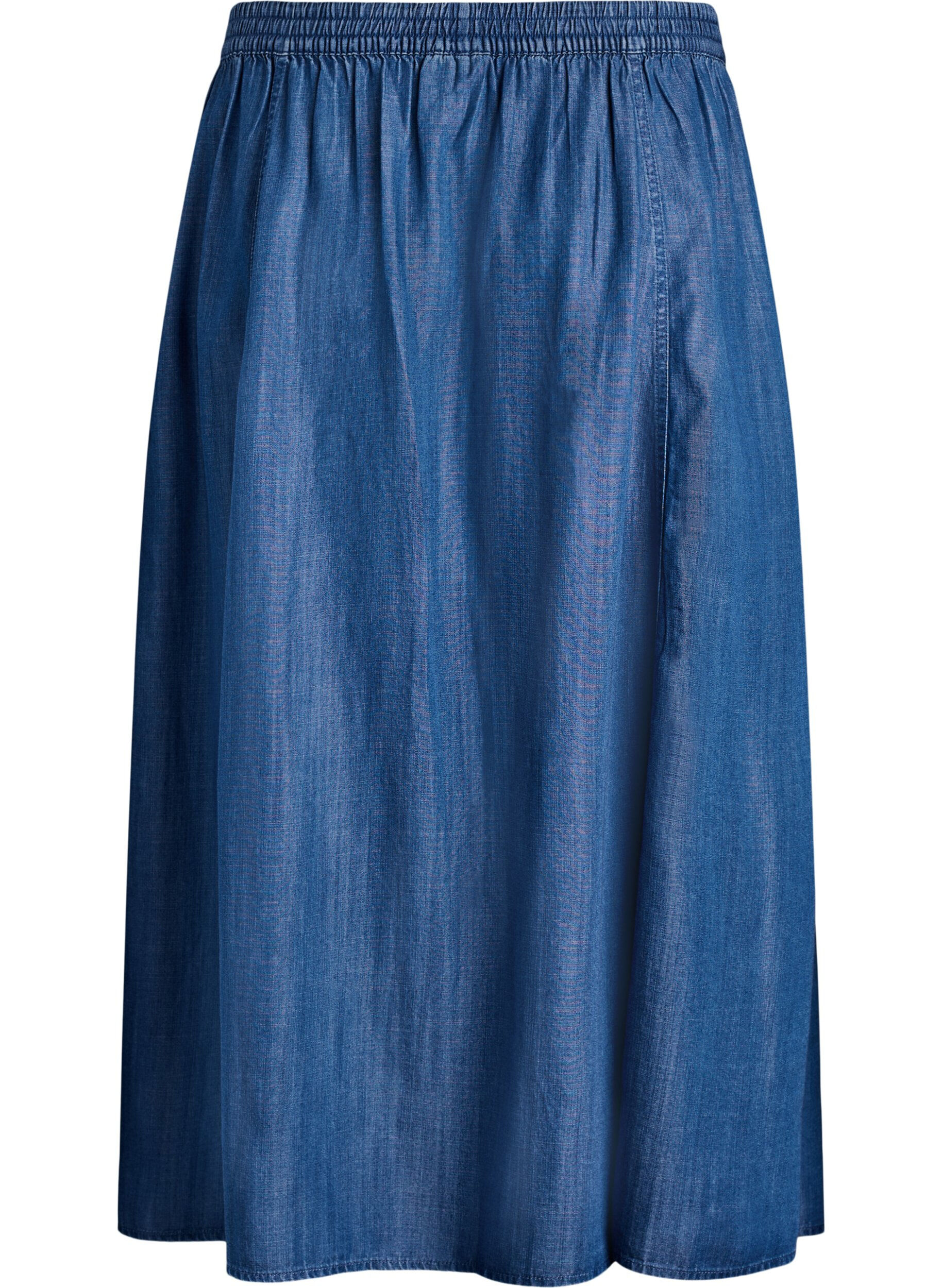ZizziMaxirok in lyocell met een denimlook, Blauw, Packshot image number 1