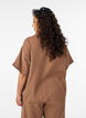 Katoenen mousseline blouse met korte mouwen, Bruin, Model image number 2