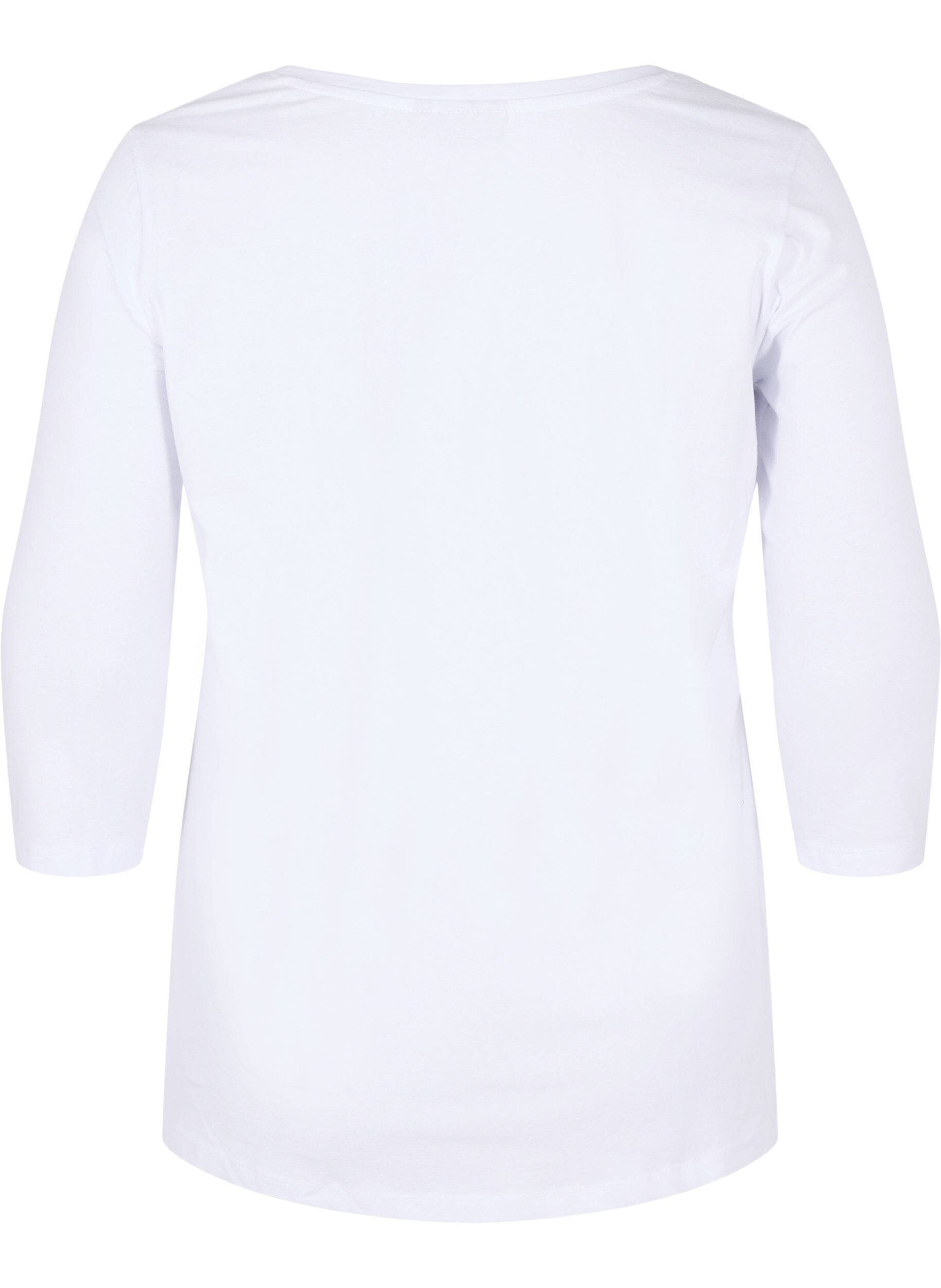 Zizzi Basic t-shirt met driekwartsmouwen, Bright White, Packshot image number 1
