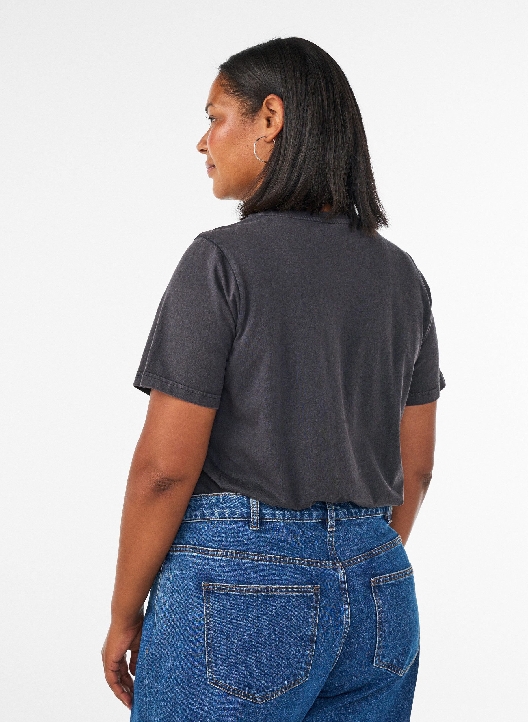 ZizziT-shirt van biologisch katoen met print, Grijs, Model image number 2