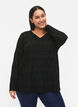 FLASH - Blouse met lange mouwen en structuur, Black, Model image number 0