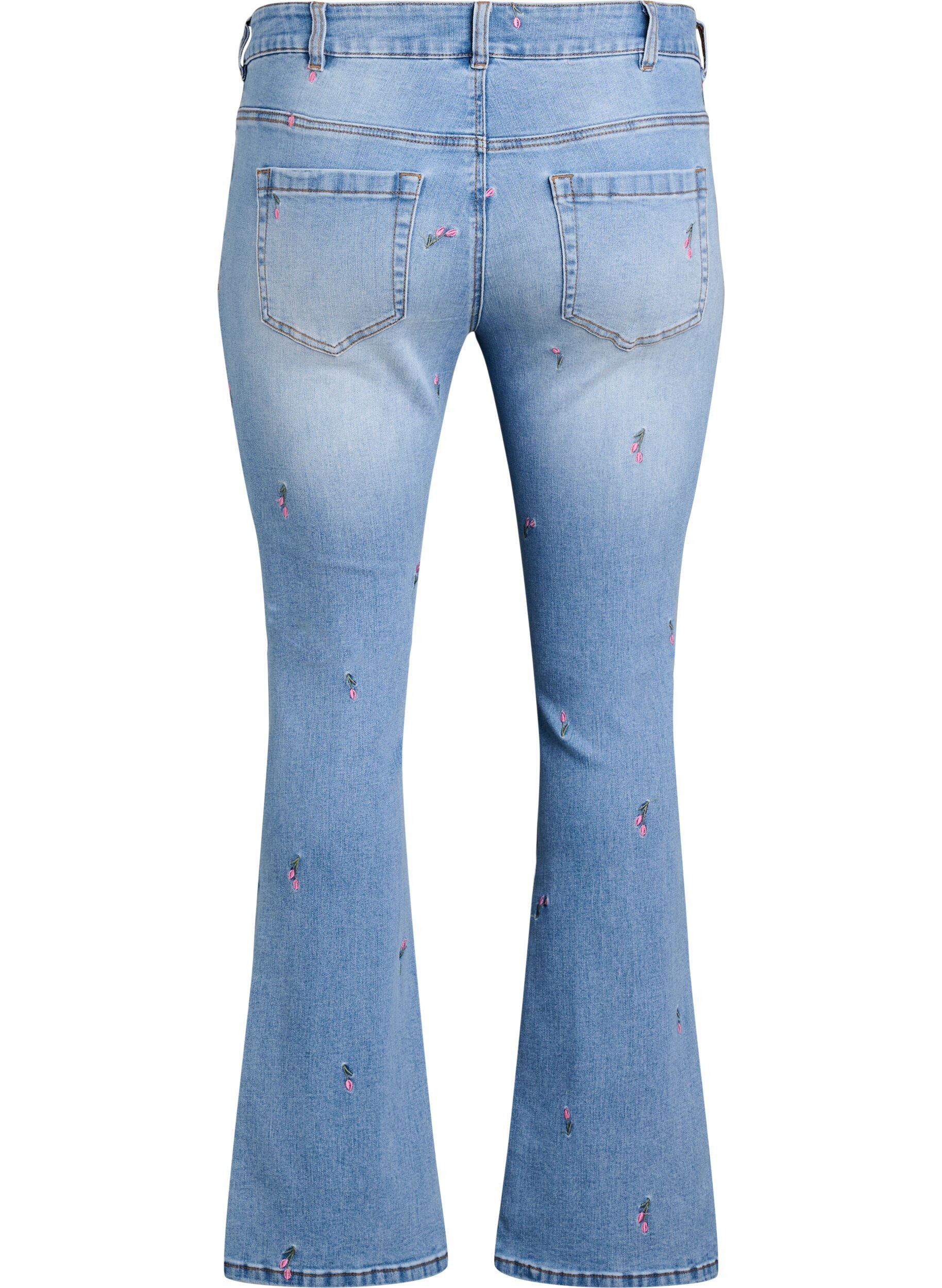 Zizzi Bootcut jeans met geborduurde bloemen, Blauw, Packshot image number 1