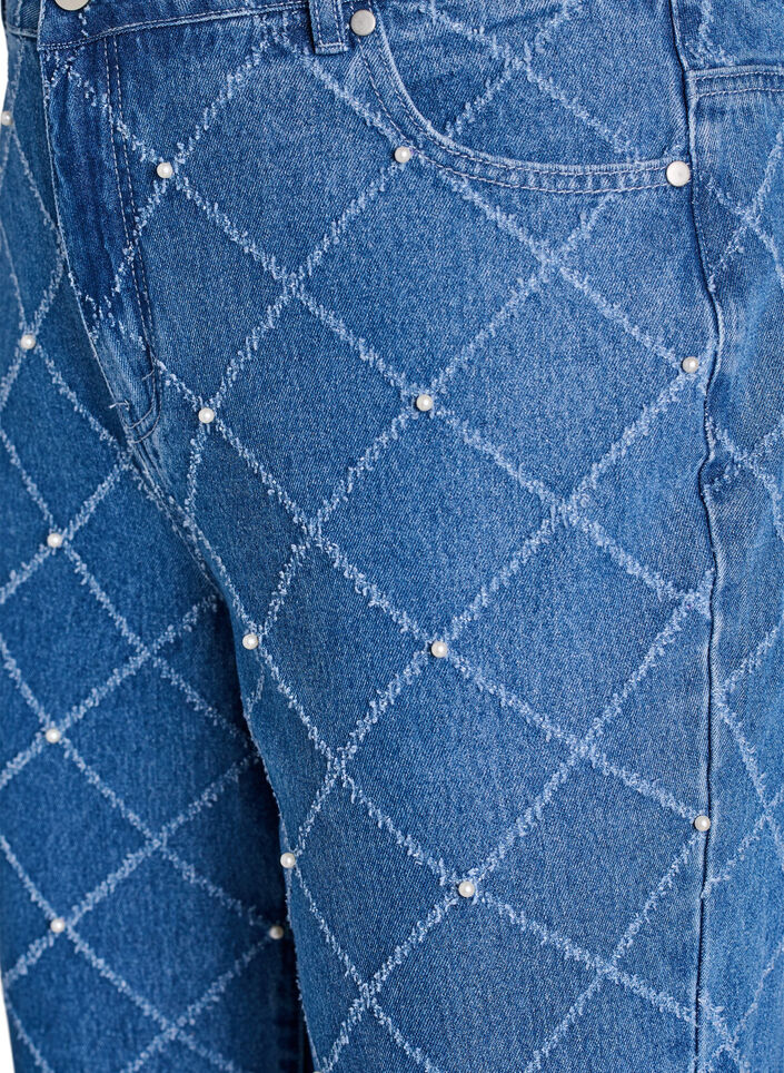 Kiana jeans met een hoge taille en distressed patroon, Blauw, Packshot image number 2