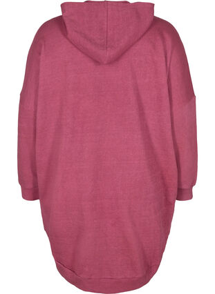 Cotton sweatshirt with hood and high-low effect, Violet Quartz, Packshot image number 1