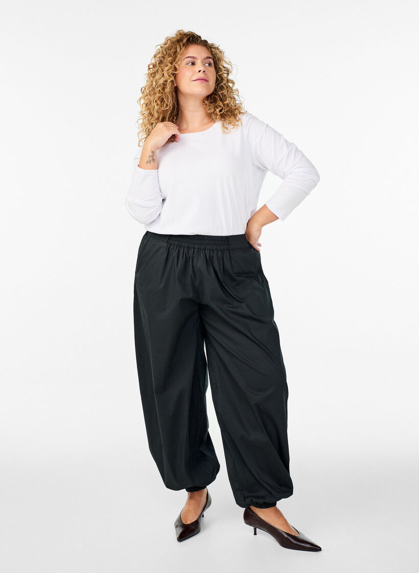 Basic jersey top met lange mouwen, Wit, Model image number 1