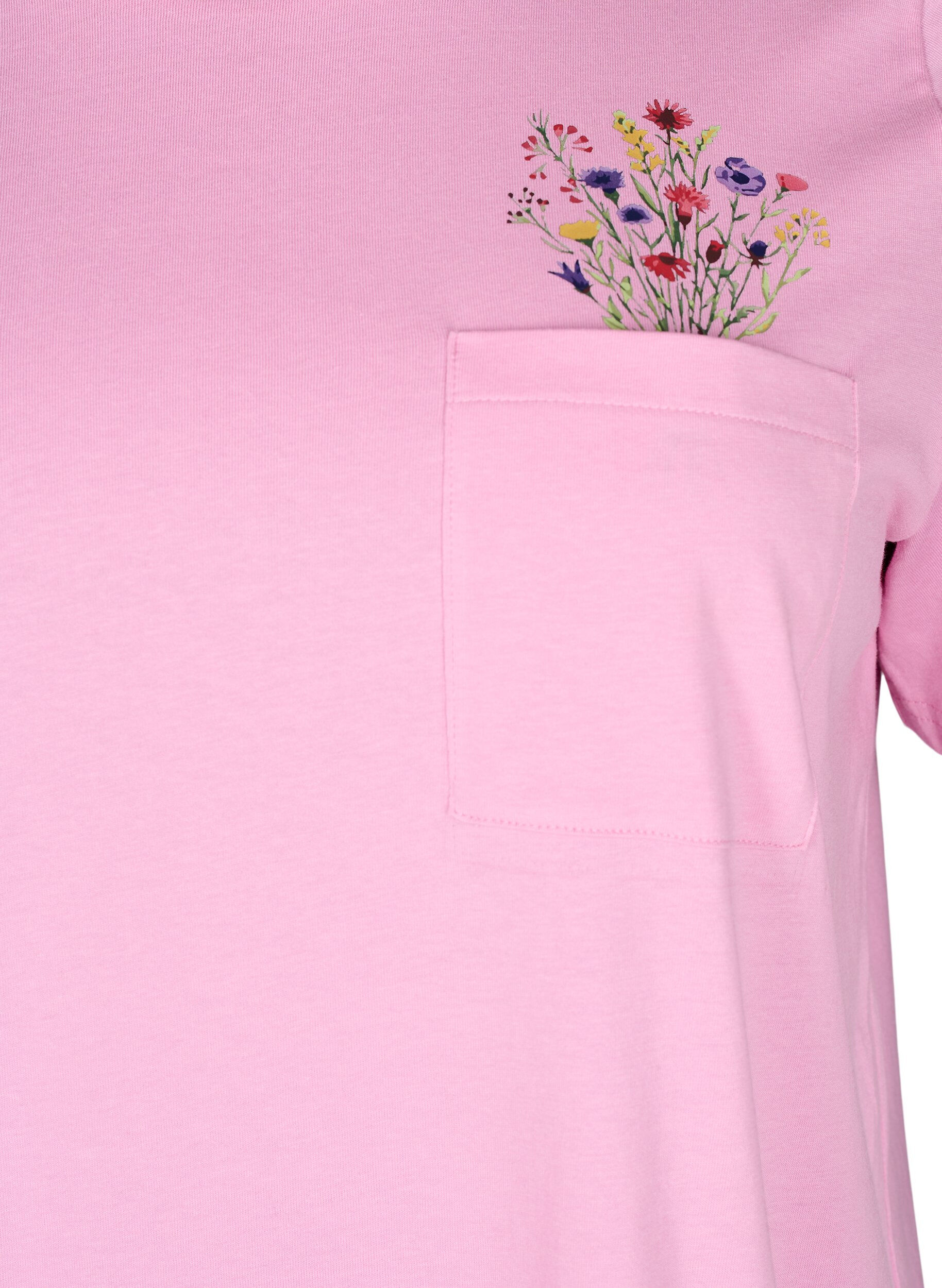Zizzi T-shirt met borstzakje, Roze, Packshot image number 2