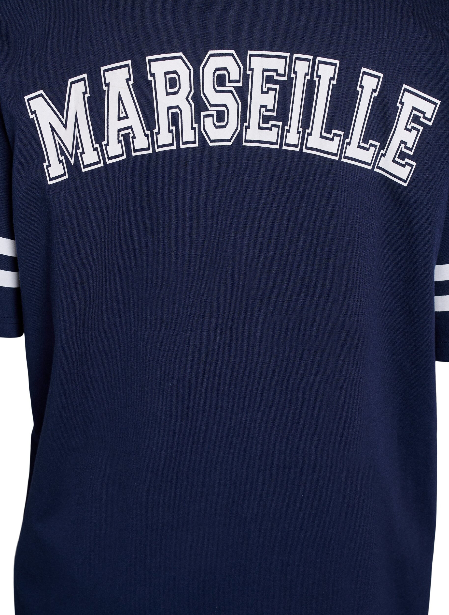 Zizzi Kort T-shirtjurkje met sportieve details, Blauw, Packshot image number 3