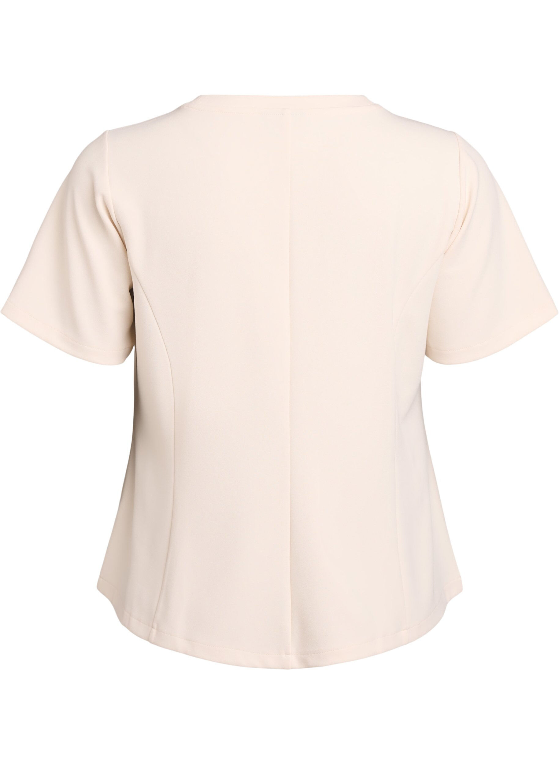 Zizzi Korte mouwen blouse met figuurnaden, Beige, Packshot image number 1