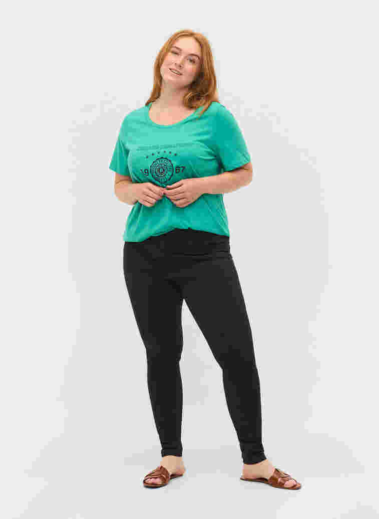 Katoenen t-shirt met korte mouwen en print, Sea Green, Model image number 2