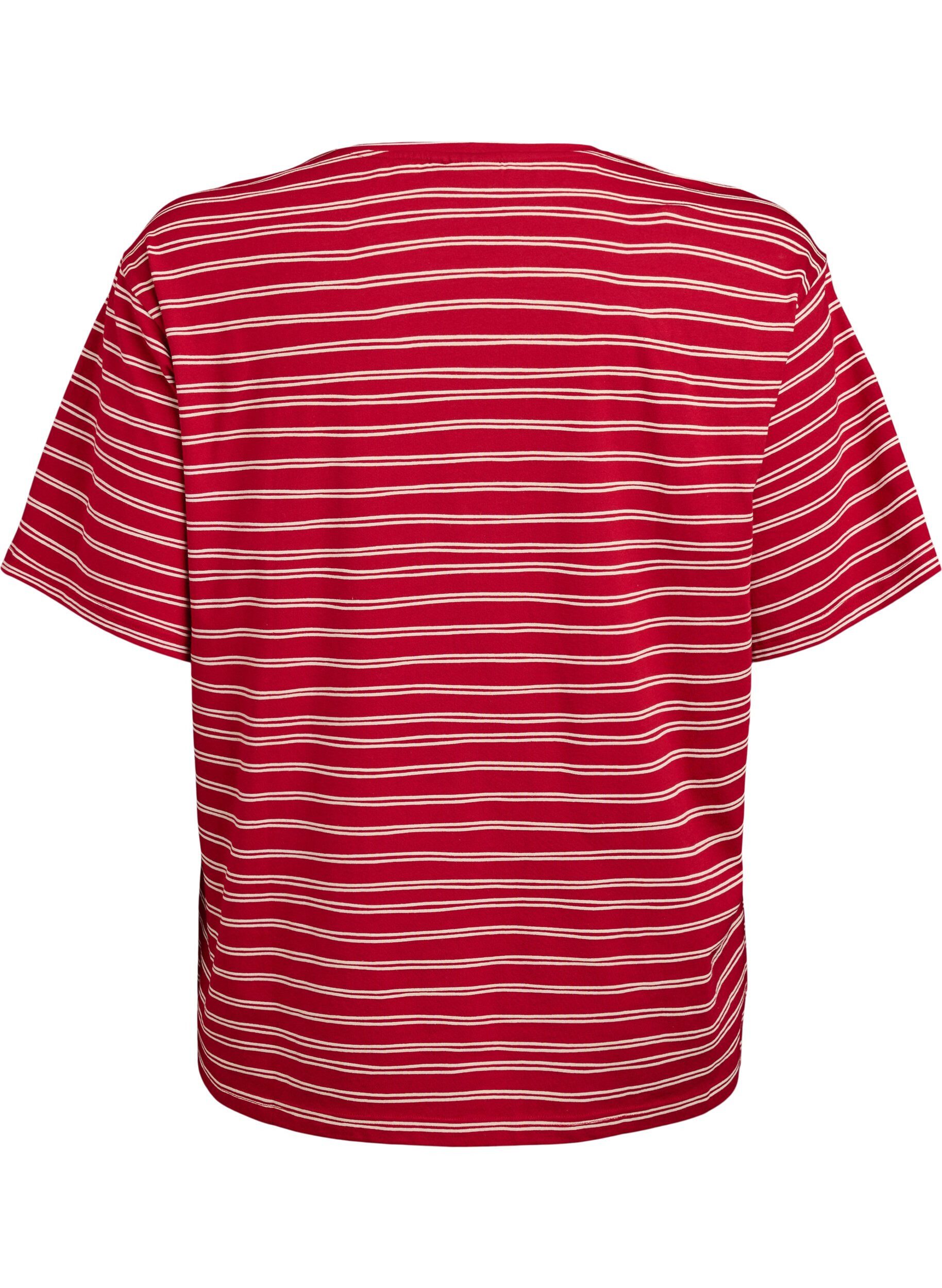 Zizzi Gestreepte T-shirt, Rood, Packshot image number 1