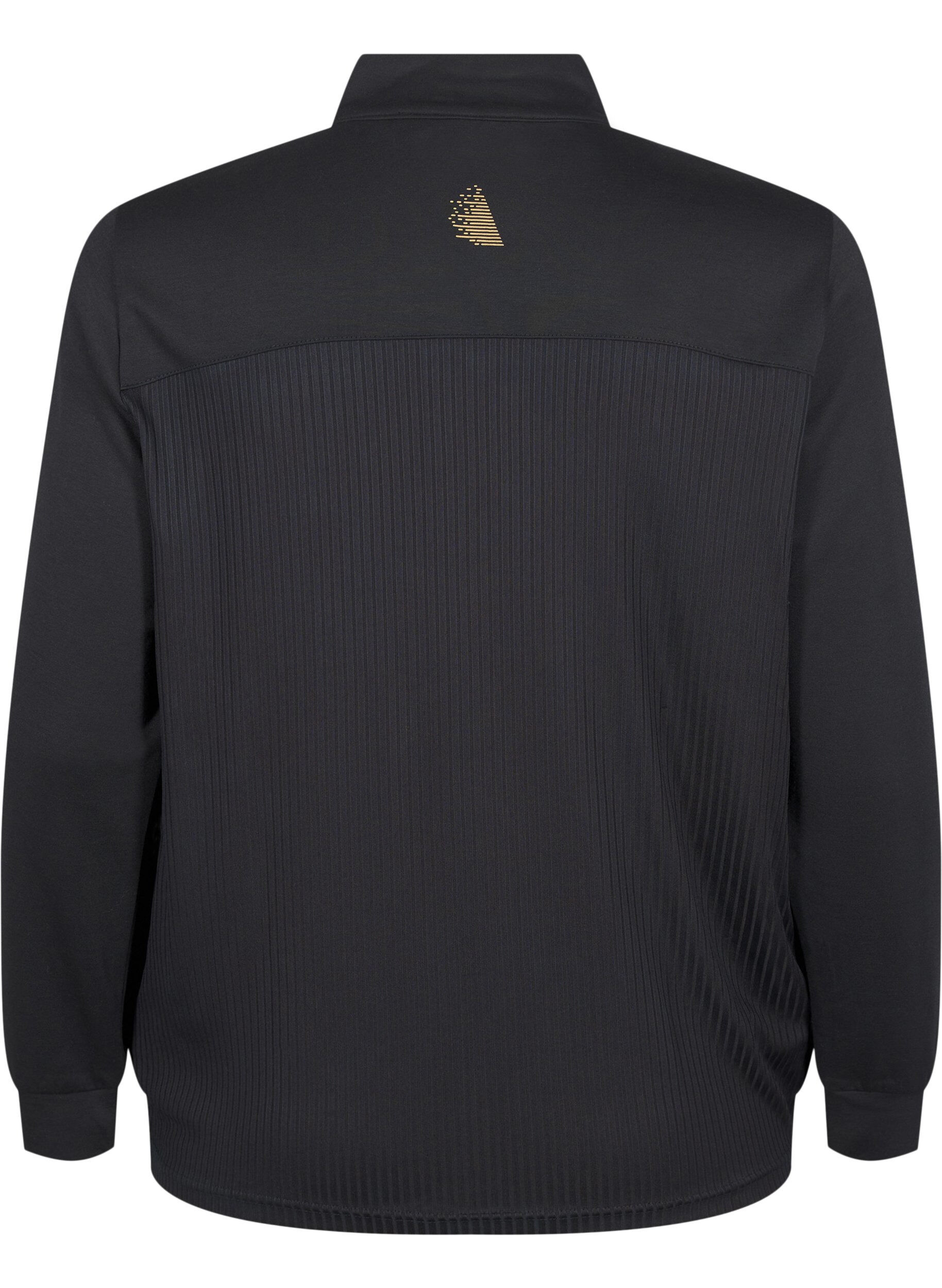 Zizzi Sportieve cardigan met ritssluiting en zakken., Black, Packshot image number 1